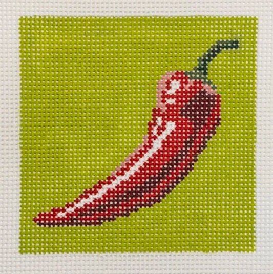 Chili Pepper on Green Square