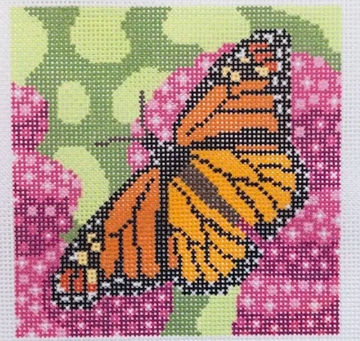 Monarch on Pink Flower Square