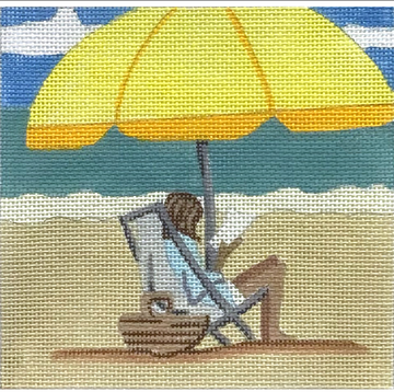 Yellow Beach Umbrella Square