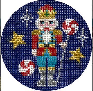 Nutcracker with Peppermint on Navy Round