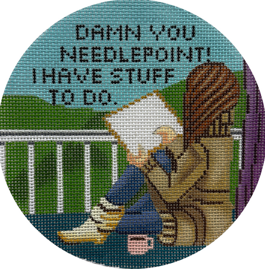Damn You Needlepoint Round
