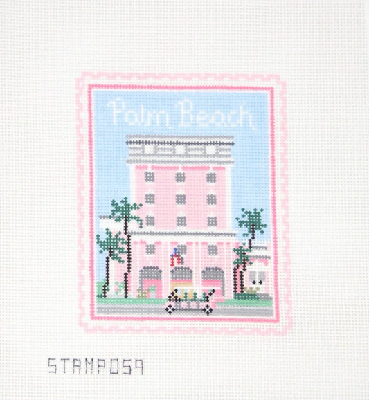 Palm Beach Travel Stamp Needlepoint Canvas