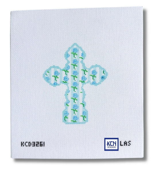Blue Hydrangea Stripe Cross