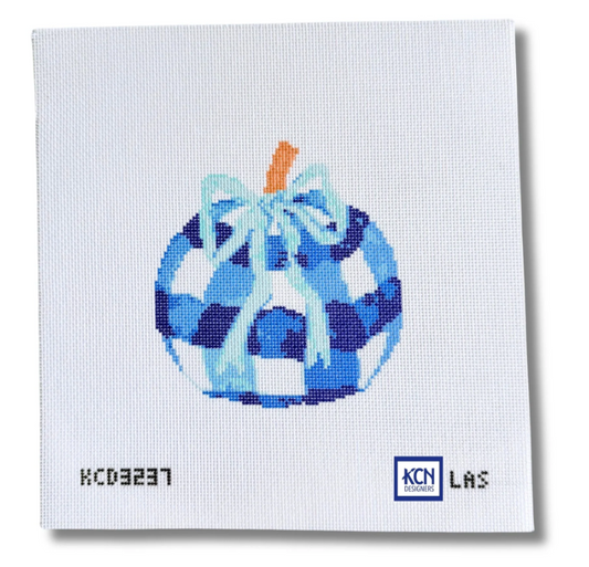 Blue Gingham Pumpkins with Bow