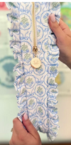 Blue Scallop Floral Hydrangea Ruffle Carryall Project Bag