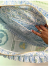 Blue Scallop Floral Hydrangea Ruffle Carryall Project Bag