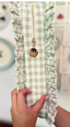 Sage Green Gingham Ruffle Carryall Project Bag