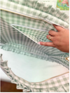 Sage Green Gingham Ruffle Carryall Project Bag