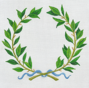 Ring Bearer Pillow-Laurel Wreath with Blue Ribbon (Trunk Show)