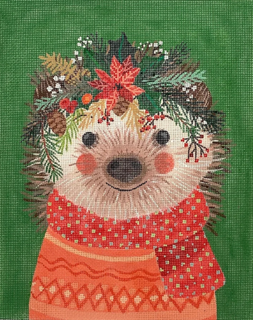 Christmas Squad - Hedgehog on Forest Green (Trunk Show)