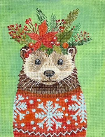Otter in a Christmas Sweater - on Soft Sage Green (Trunk Show)