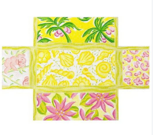 Brick Cover - Lilly-inspired Shell Lattice Patchwork - Yellows, Pinks, Corals & Greens (Trunk Show)