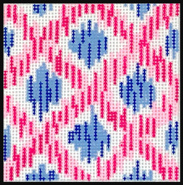 3" Square Insert - Ikat - Pink Criss Cross (Trunk Show)