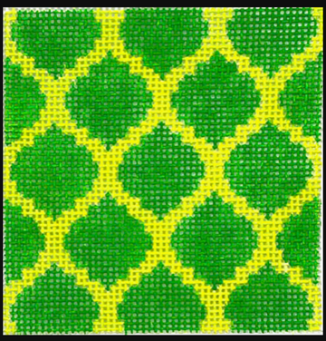 3" Square Insert - Quatrefoil - Emerald & Lime (Trunk Show)