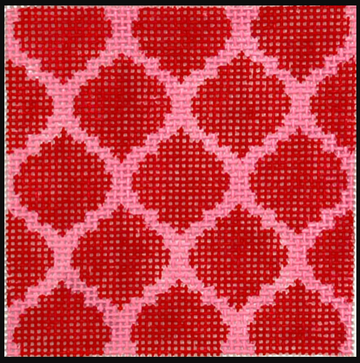 3" Square Insert - Quatrefoils - Red & Pink (Trunk Show)