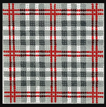 3" Square Insert - Double Stripe Plaid - Red & Grey (Trunk Show)