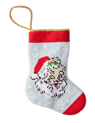 Finished Bauble Stocking: Smockingbird Vintage Santa in Blue