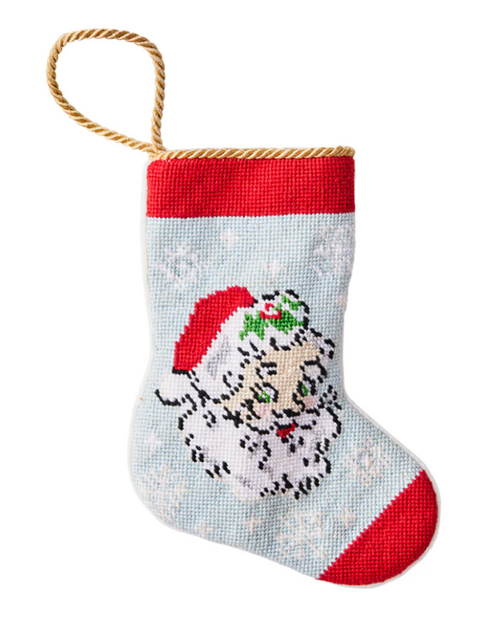 Finished Bauble Stocking: Smockingbird Vintage Santa in Blue