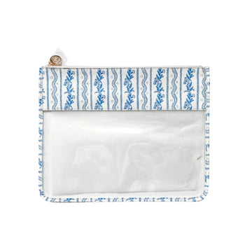 Large Blue Emma Stripe Clear Zip Pouch