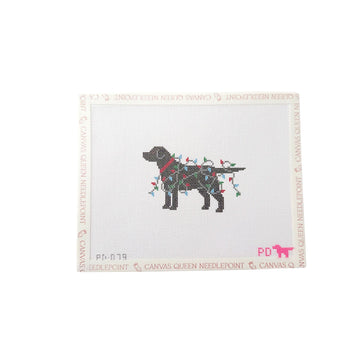 Christmas Lights Black Lab