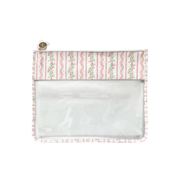 Large Pink Emma Stripe Clear Zip Pouch