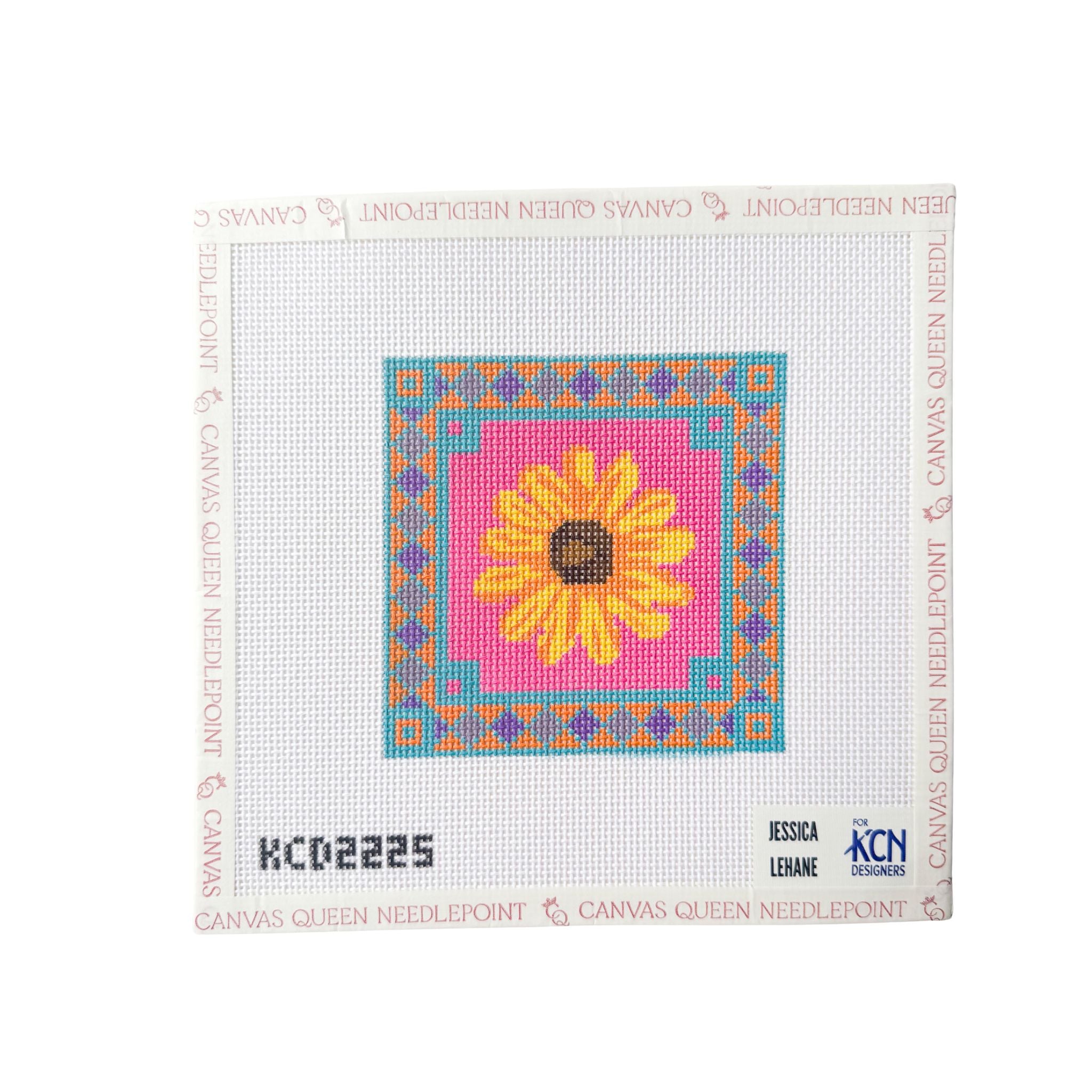 Sunflower on Pink Square – Canvas Queen Needlepoint