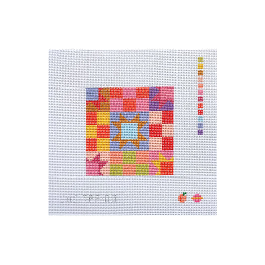 Quilt Coaster - Blue/Purple/Gold Center (Trunk Show)