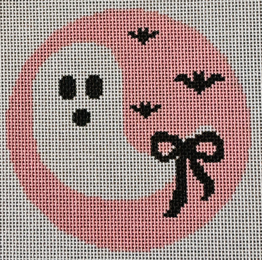 Ghost on Pink with Black Bow