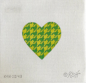 Mini Heart - Houndstooth - Kelly & Lime (Trunk Show)
