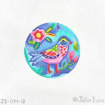 Green, Pink & Blue Bird with Pink Flowers (Trunk Show)