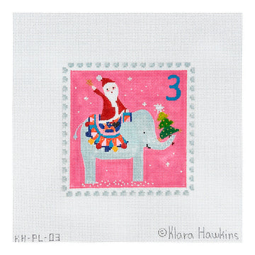 Advent Stamp #3 Santa on Elephant (Trunk Show)