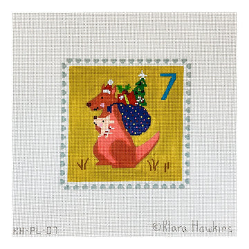 Advent Stamp #7 Kangaroo with Baby and Toy (Trunk Show)